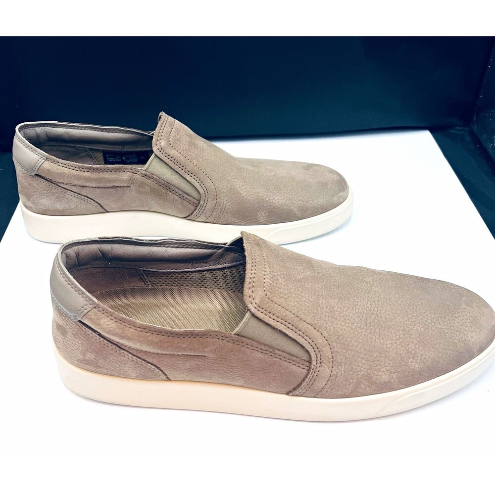 ECCO Men’s Beige Leather Slip-On Casual Shoes Round Toe Logo EU 46 US 12/12.5